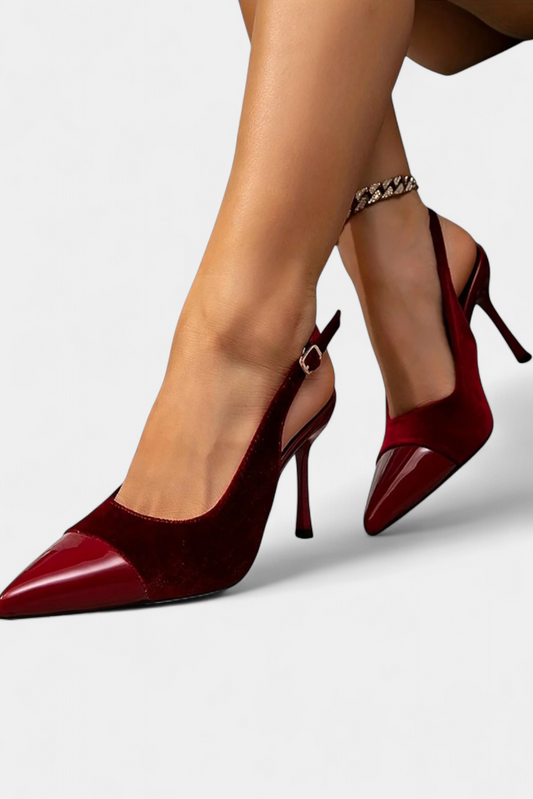 Tacón stiletto de terciopelo con patchwork — modelo Candice