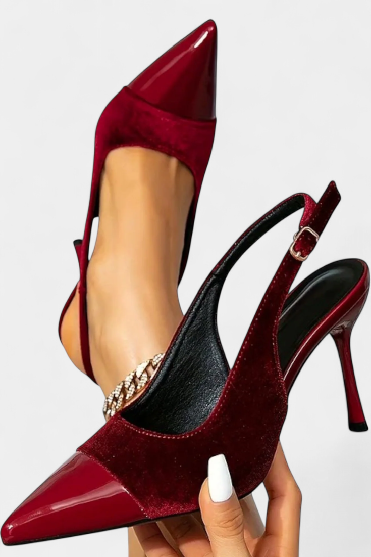 Tacón stiletto de terciopelo con patchwork — modelo Candice (imagen 4)