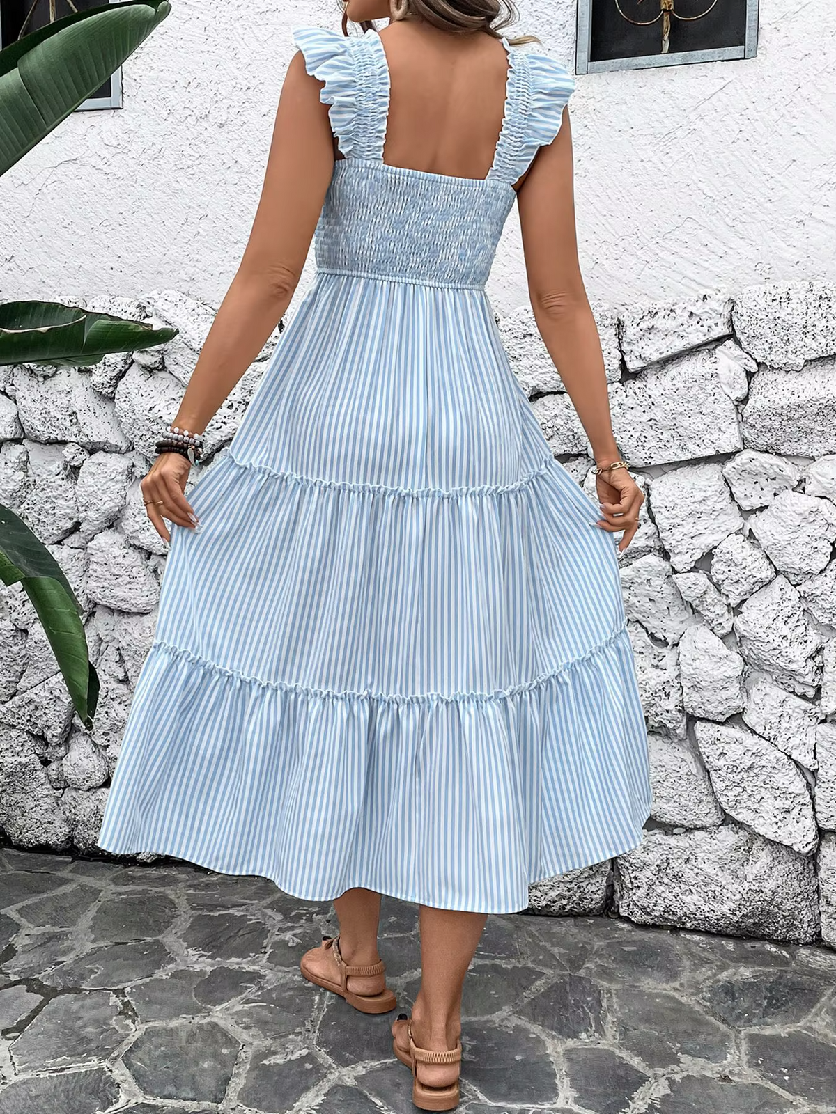 Vestido Midi de Rayas con Volantes — modelo Sonia™ (imagen 3)