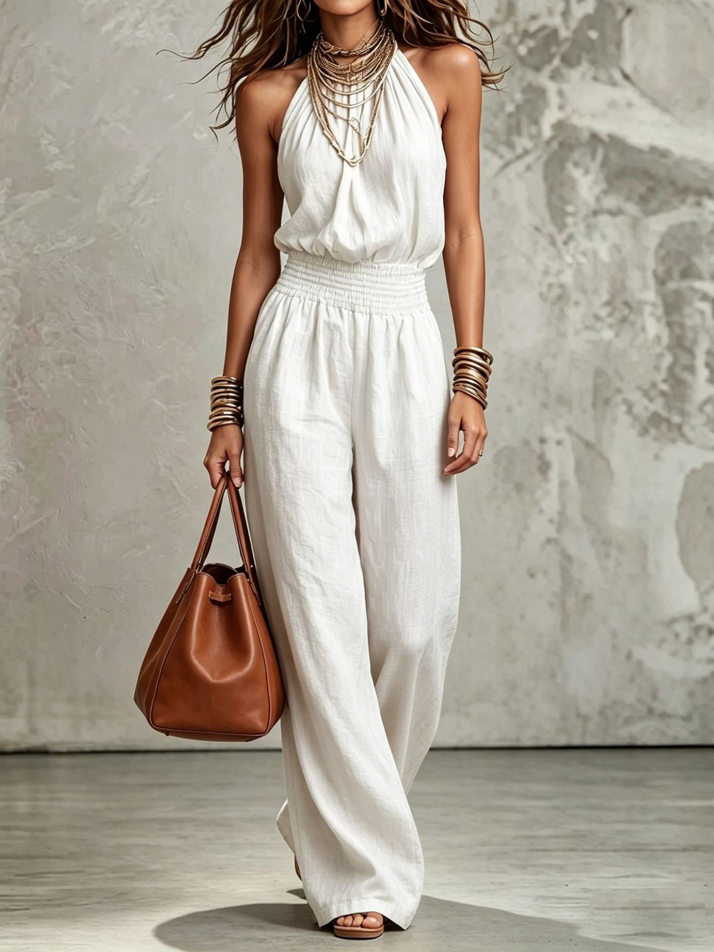 Lara - Mono Boho Casual con Escote Halter y Fluido (imagen 2)