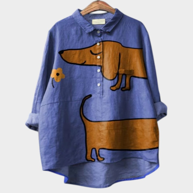Pamela — Blusa de Lino Estampada Oversize (imagen 2)