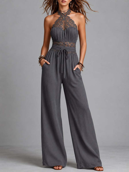 Marlene - Mono Boho de Encaje en Gris Marengo