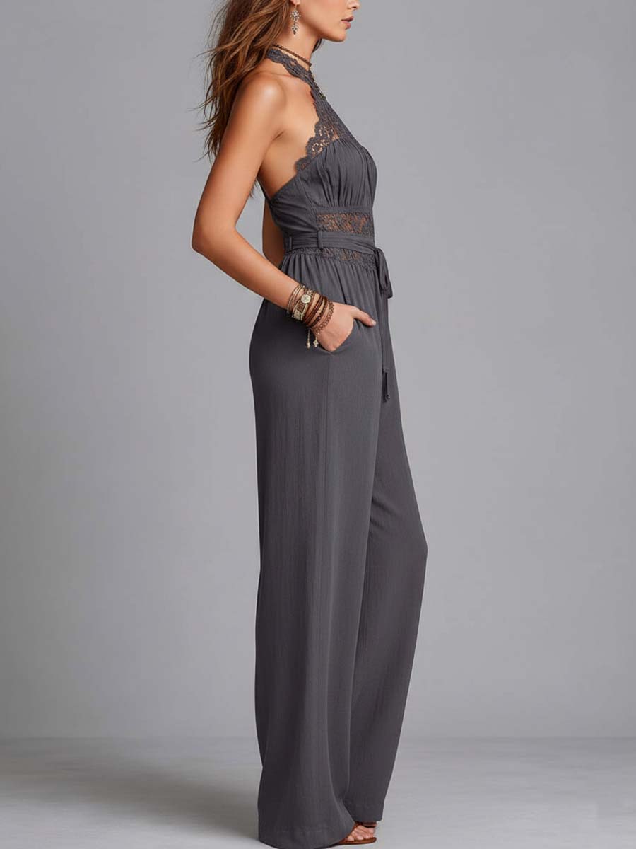 Marlene - Mono Boho de Encaje en Gris Marengo (imagen 4)