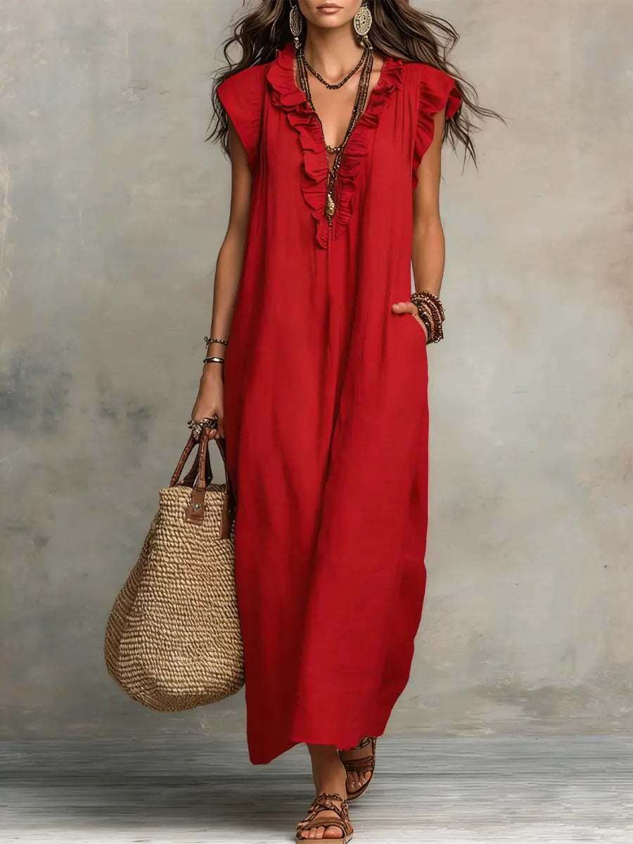 Diseño largo bohemio con volantes — modelo Vestido Alba™ (imagen 7)