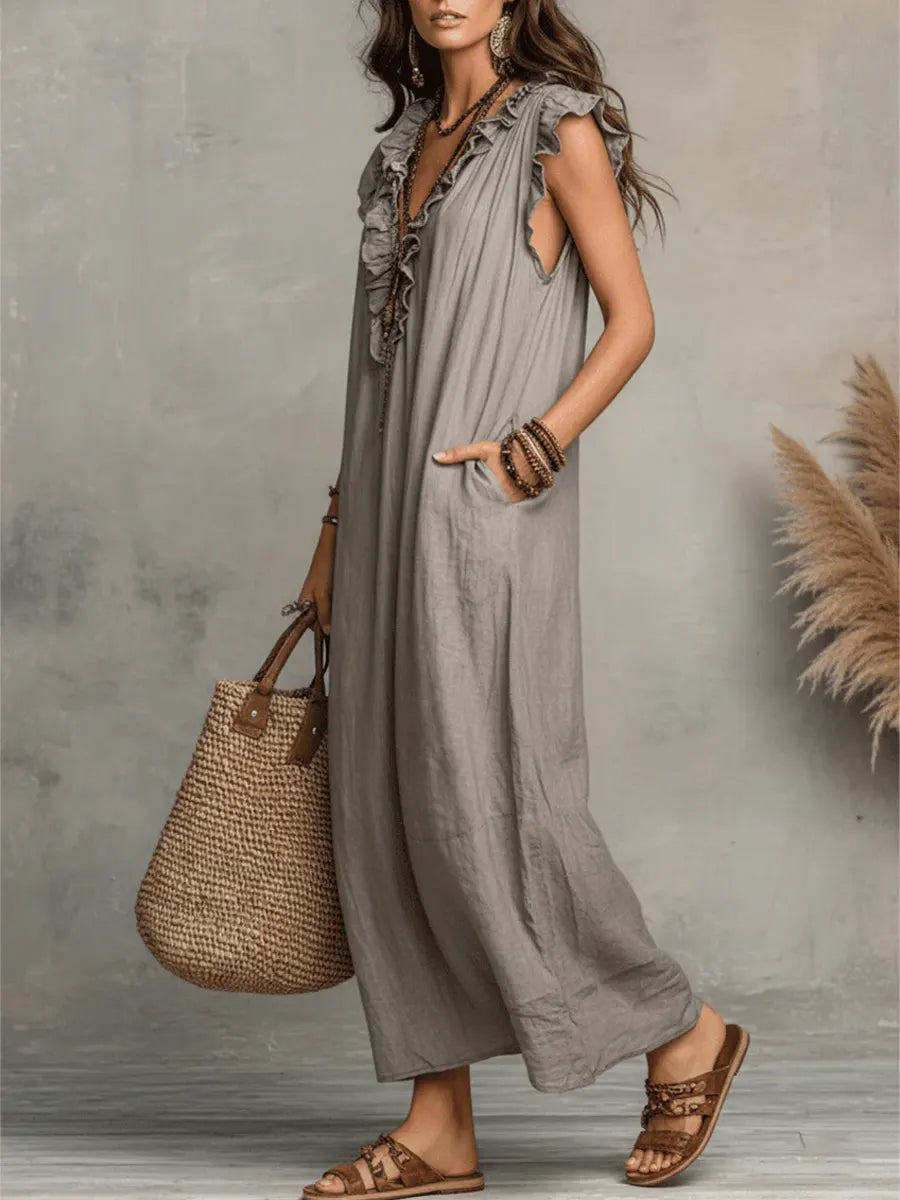 Diseño largo bohemio con volantes — modelo Vestido Alba™ (imagen 4)