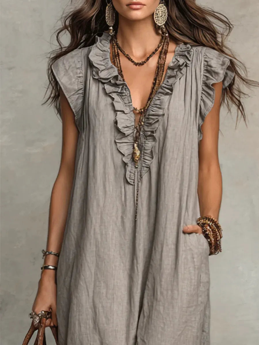 Diseño largo bohemio con volantes — modelo Vestido Alba™ (imagen 2)