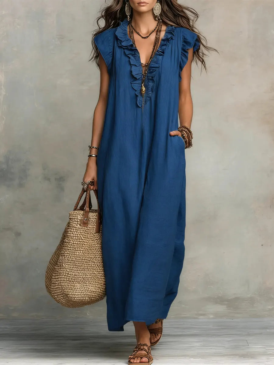 Diseño largo bohemio con volantes — modelo Vestido Alba™ (imagen 8)