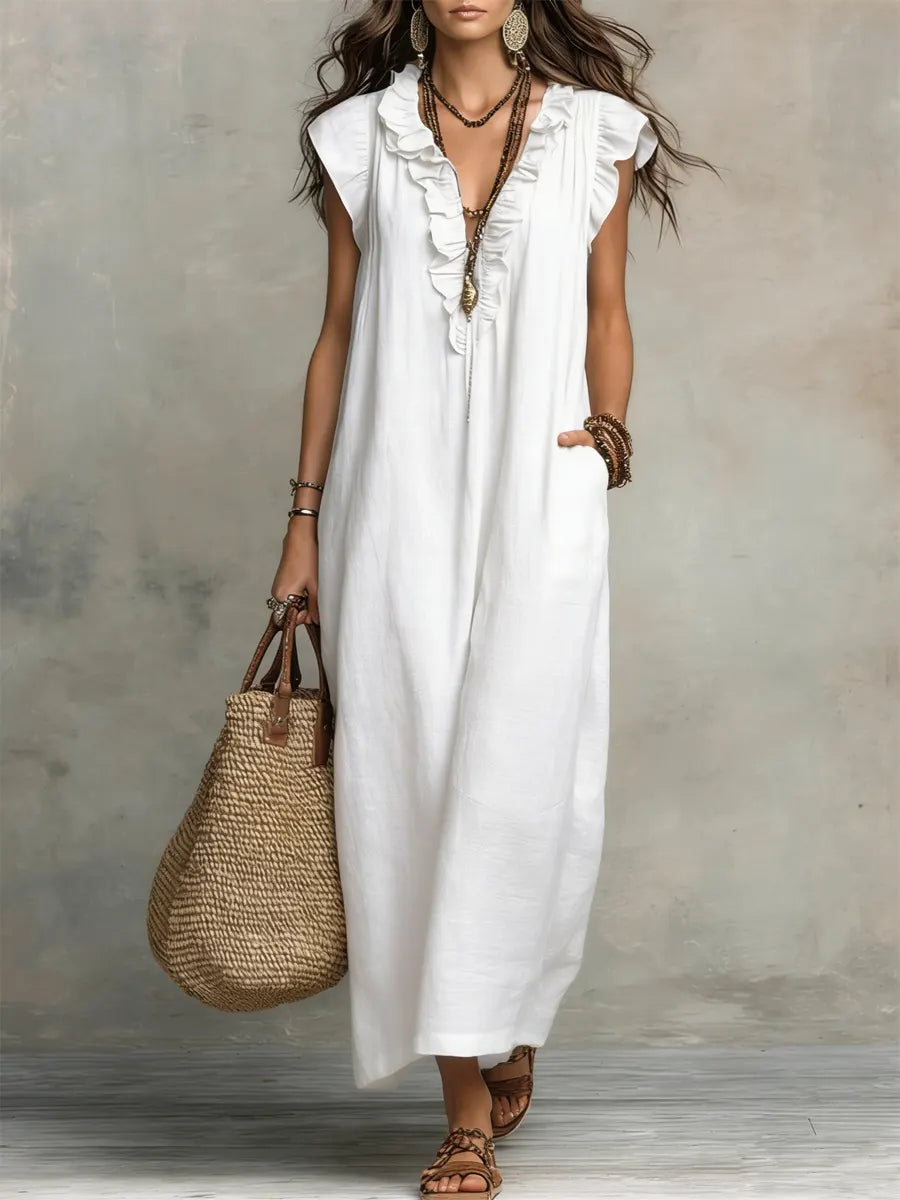 Diseño largo bohemio con volantes — modelo Vestido Alba™ (imagen 6)