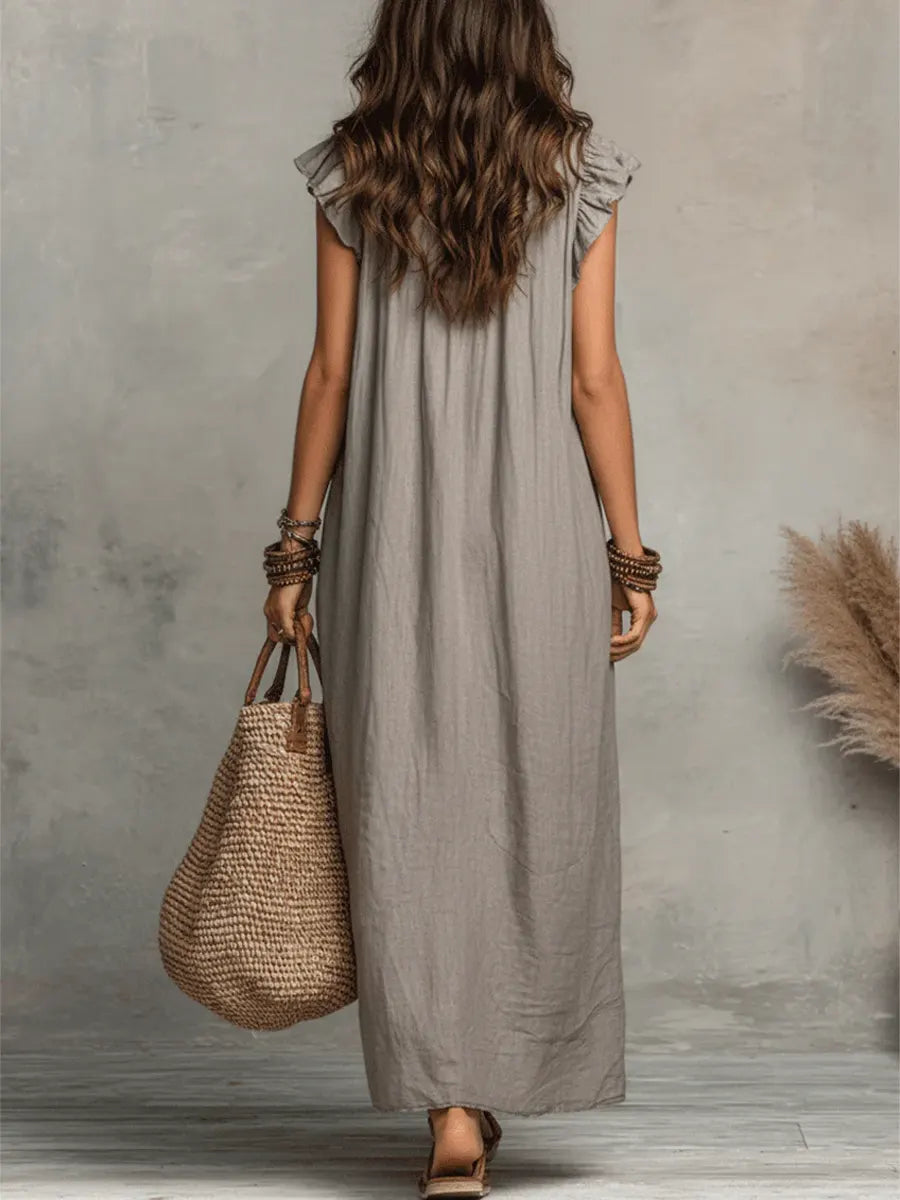 Diseño largo bohemio con volantes — modelo Vestido Alba™ (imagen 3)