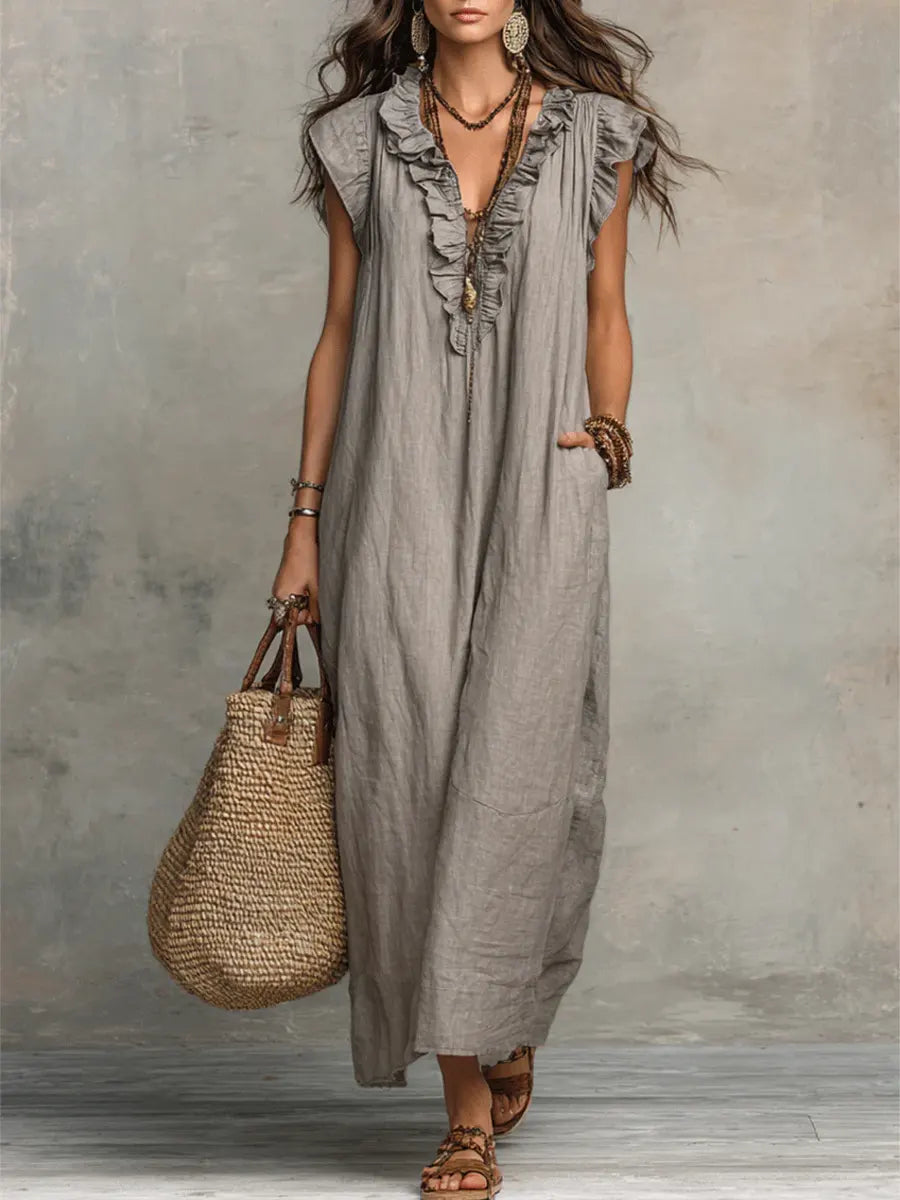 Diseño largo bohemio con volantes — modelo Vestido Alba™ (imagen 10)