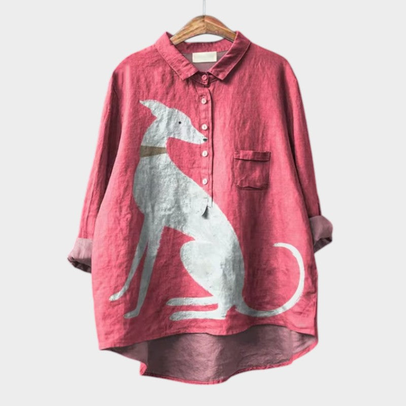 Pamela — Blusa de Lino Estampada Oversize (imagen 3)