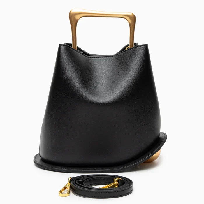 Bolso bucket minimalista con asa dorada — modelo Soralla (imagen 10)